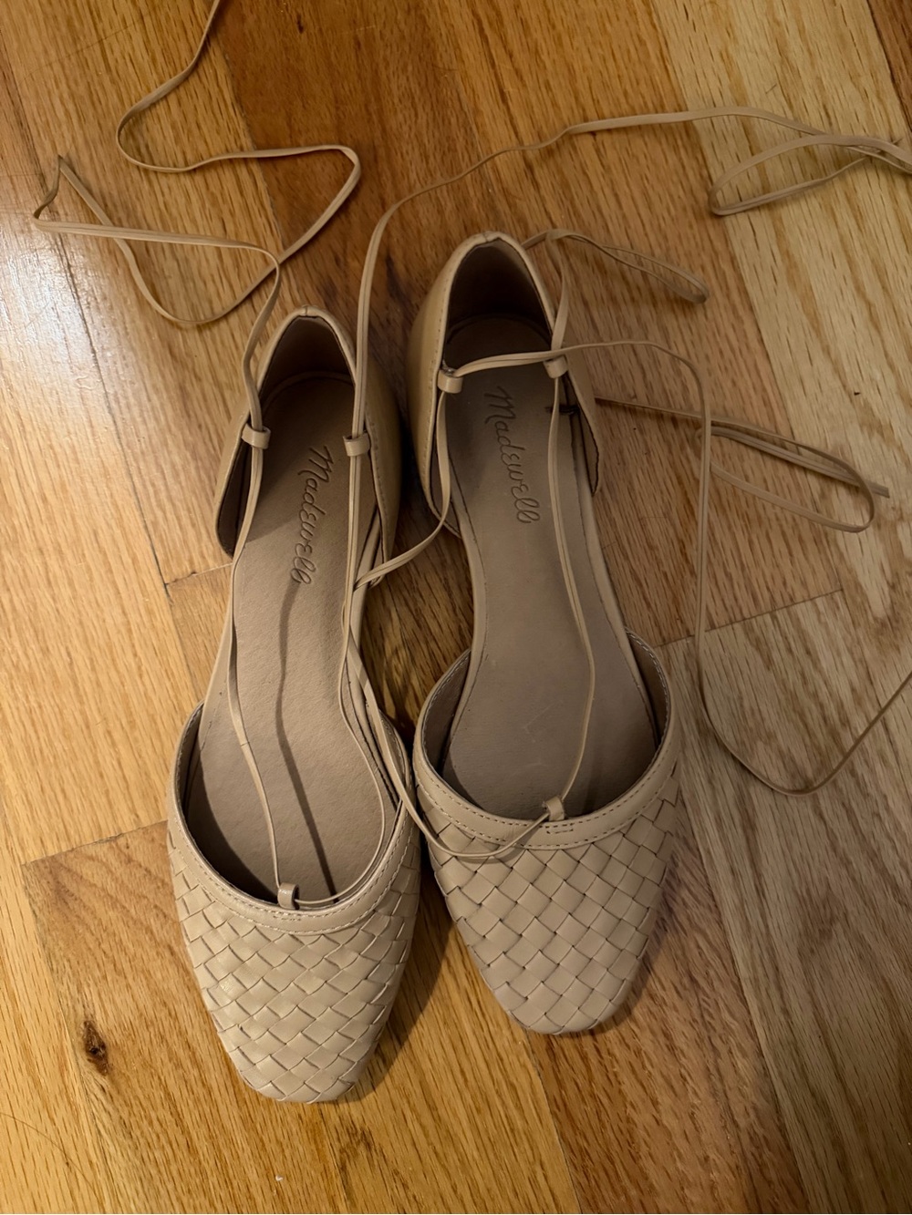 Madewell Beige Woven Lace-Up Flats